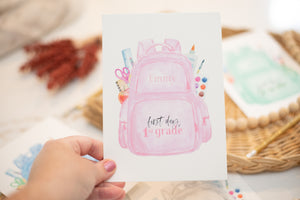 Personalized First Day of School Art Print