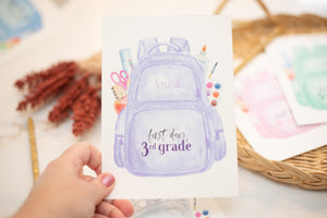 Personalized First Day of School Art Print