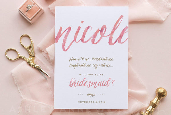 Bridesmaid Card - Bridal Party Card - AAD101