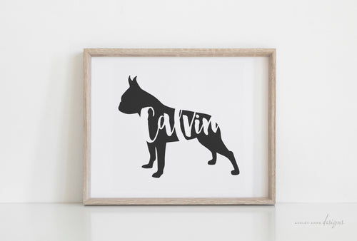 Boston Terrier Silhouette Pet Art Print - Ashley Anne Designs