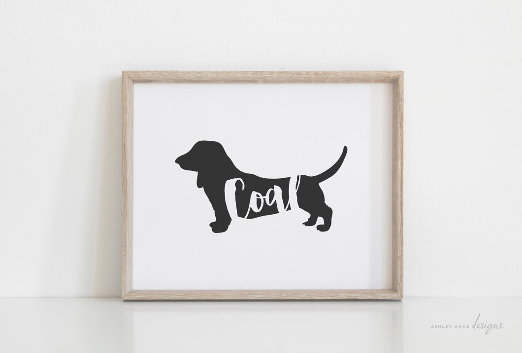 Dachshund Silhouette Pet Art Print - Ashley Anne Designs