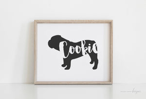 Bulldog Silhouette Pet Art Print