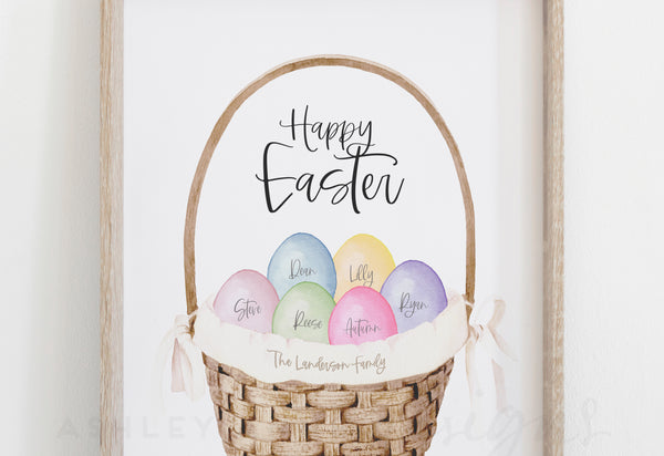 Personalized Family Easter Basket Art Print