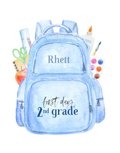 Personalized First Day of School Art Print