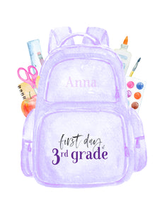 Personalized First Day of School Art Print