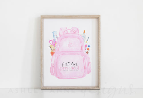 Personalized First Day of School Art Print