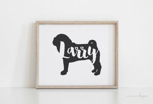 Pug Silhouette Pet Art Print