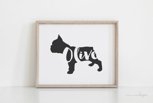 French Bulldog Silhouette Pet Art Print - Ashley Anne Designs