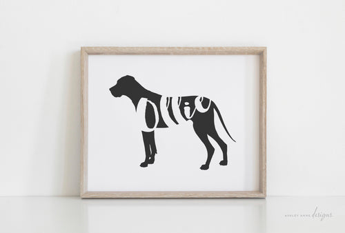 Great Dane Silhouette Pet Art Print - Ashley Anne Designs