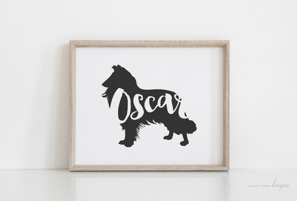 Border Collie Silhouette Pet Art Print