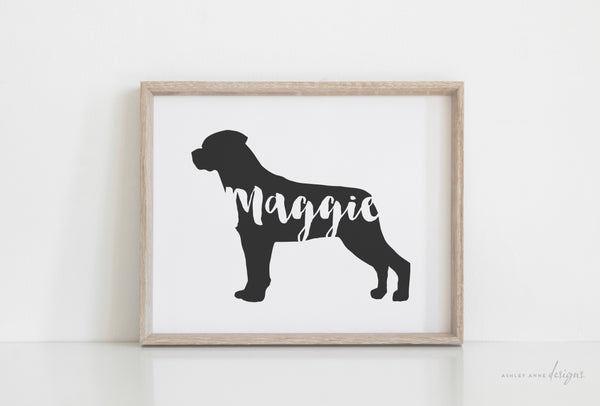 Rottweiler Silhouette Pet Art Print