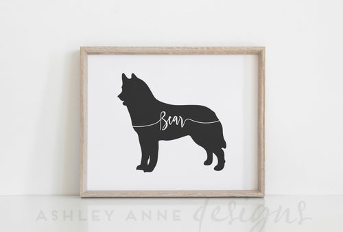 Husky Silhouette Pet Art Print - Ashley Anne Designs