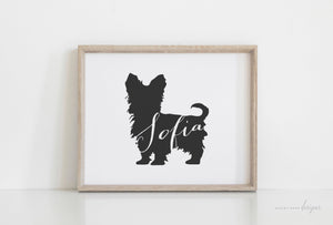 Teacup Yorkie Silhouette Pet Art Print - Ashley Anne Designs