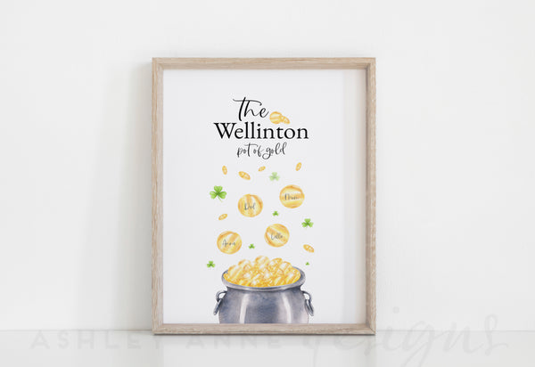 Personalized Family Pot Of Gold Art Print