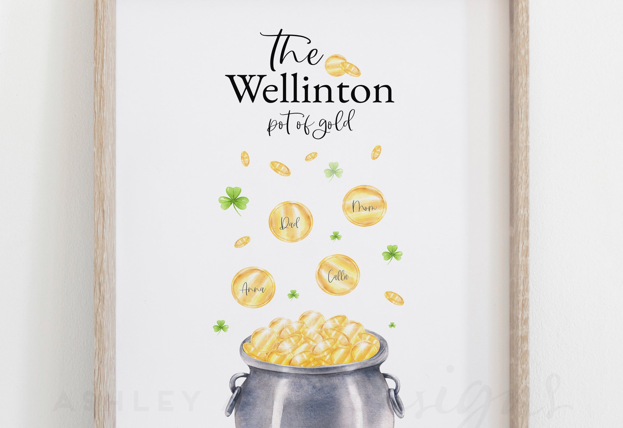Personalized Family Pot Of Gold Art Print